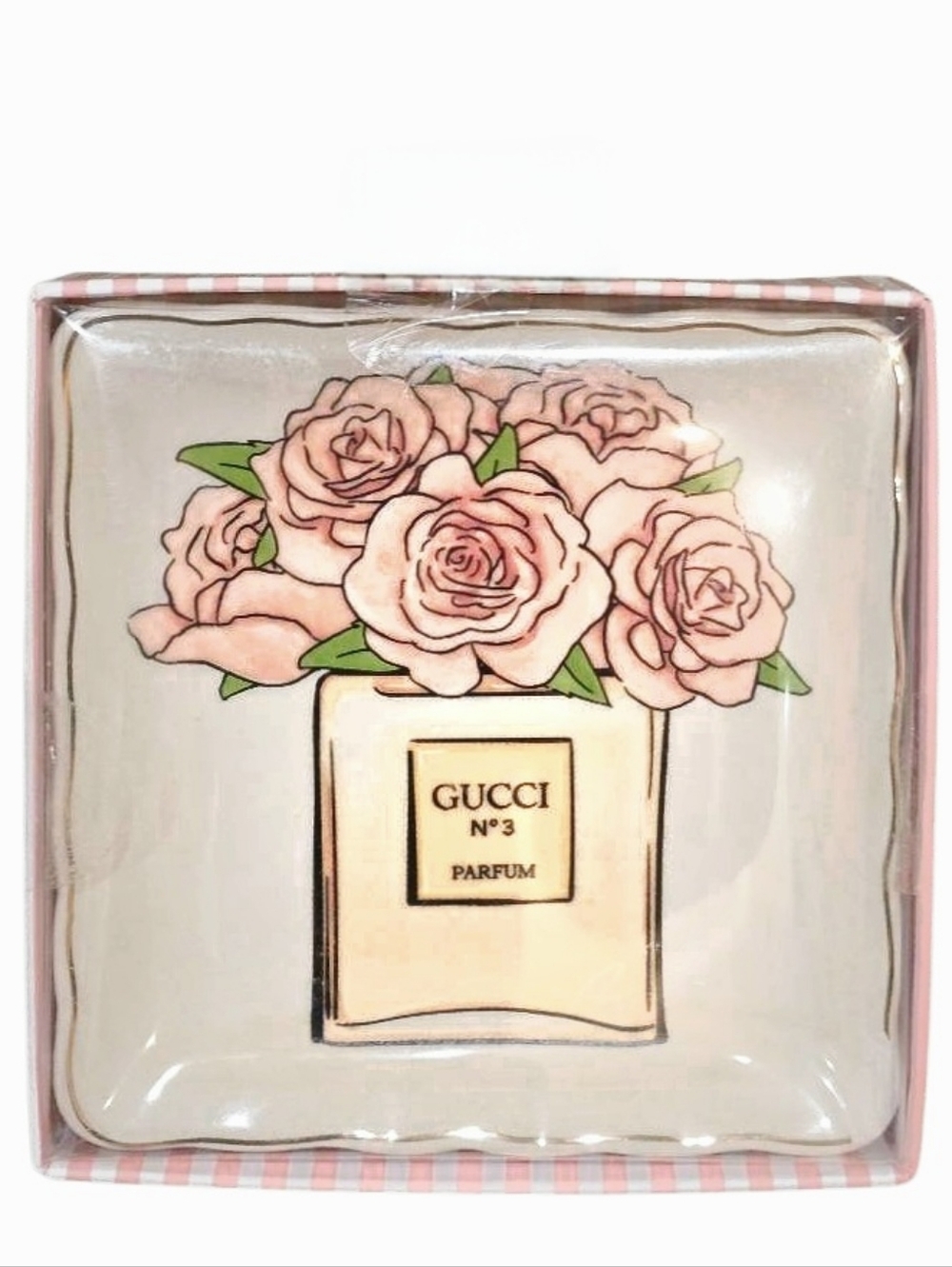 At Home Gucci Rose Bouquet Parfum Bottle Decorative Trinket Dish
